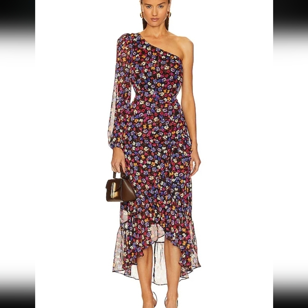 Revolve NWT Calista Floral One Shoulder Midi Dress Size Large